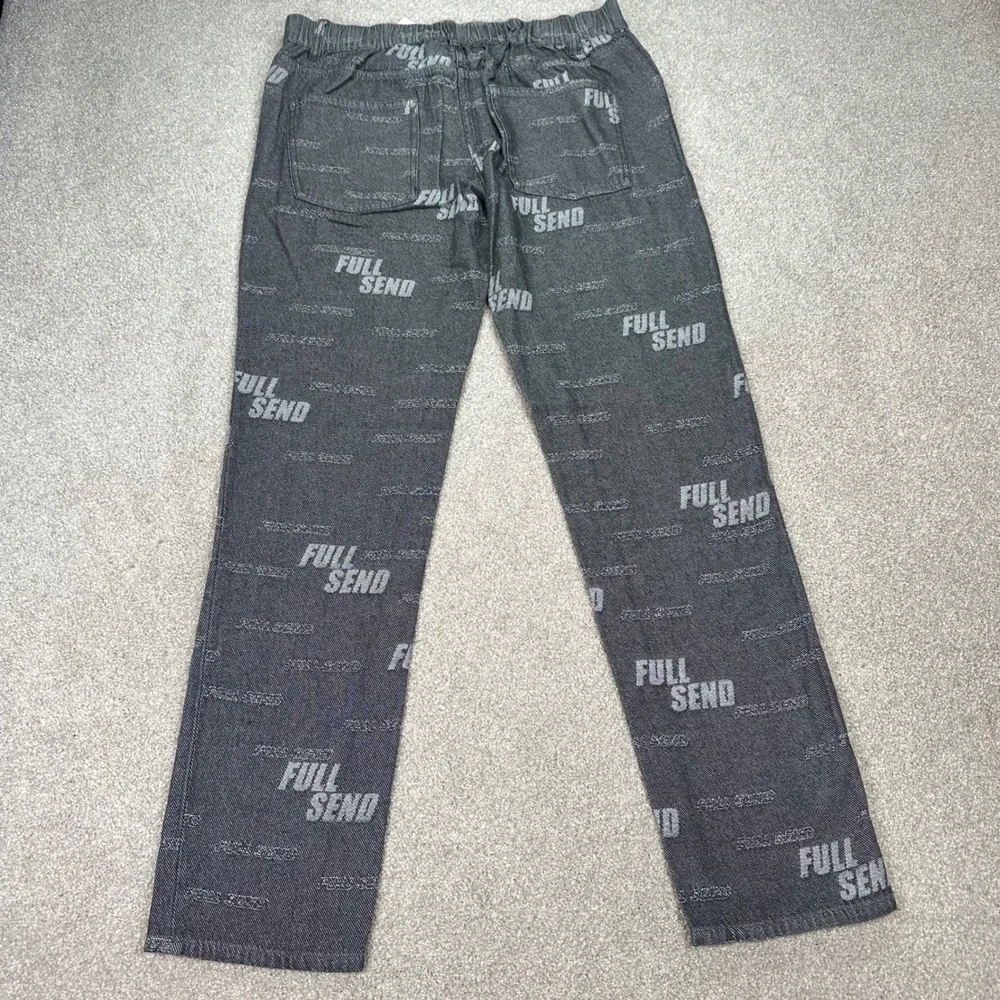 Full Send Denim Street Jeans Mens Medium All Over Print‎ Gray Skate Pants New